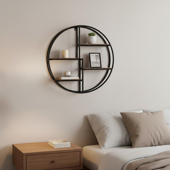 Hanging Storage Shelf Circular Wall-Mounted 4-Tier Rack