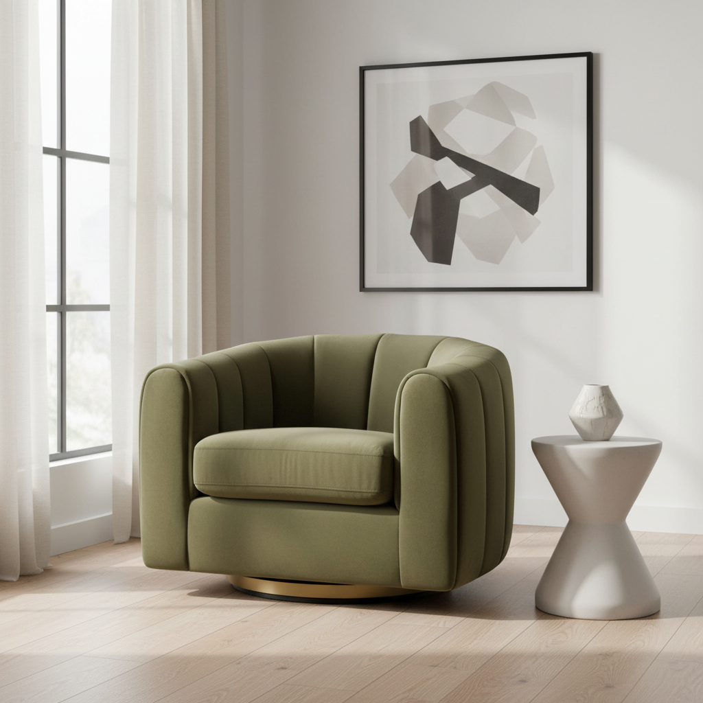 Cosey Green Velvet Swivel Chair