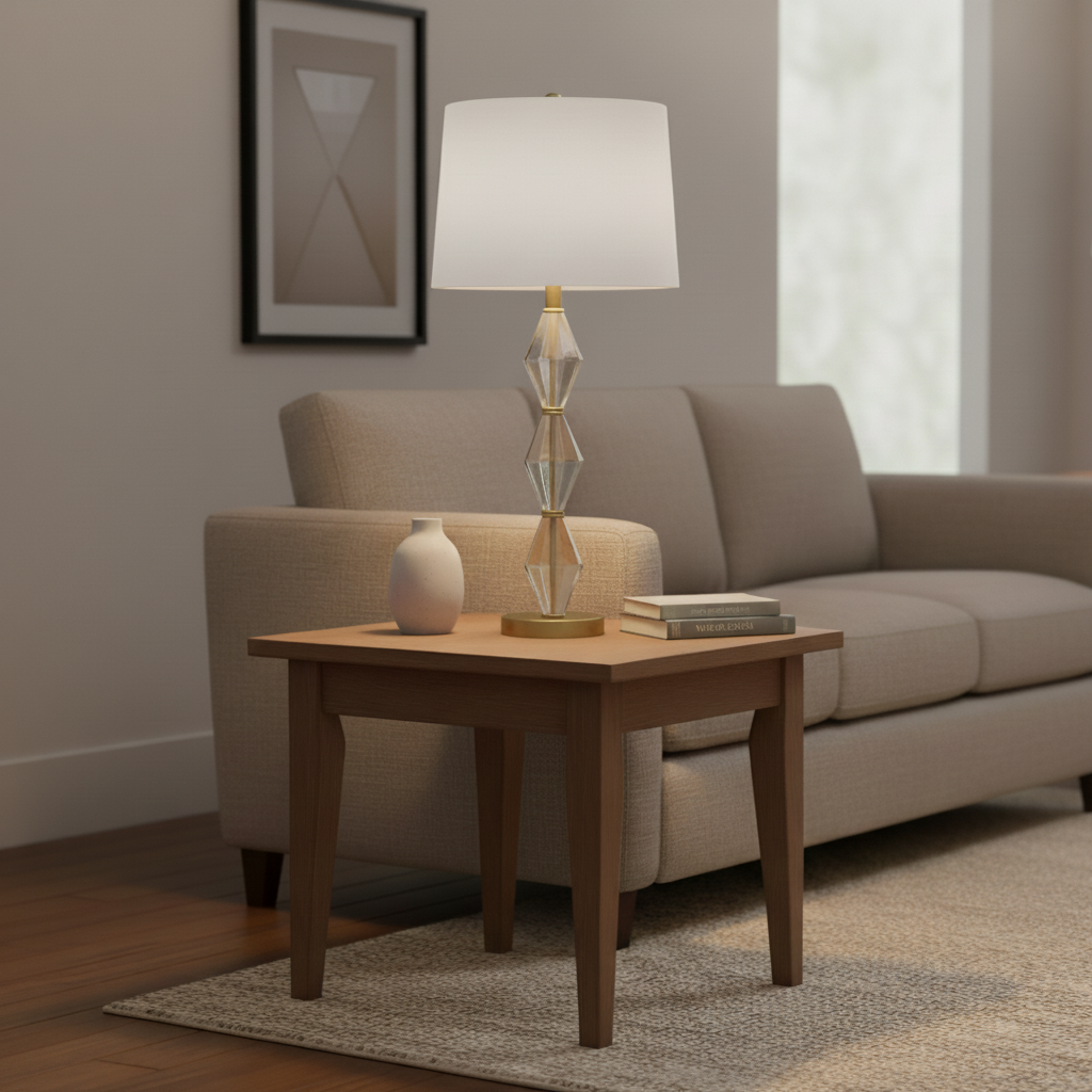 29.5" In Emil Moderne Geometric Light Amber Textured Glass Brushed Gold Table Lamp