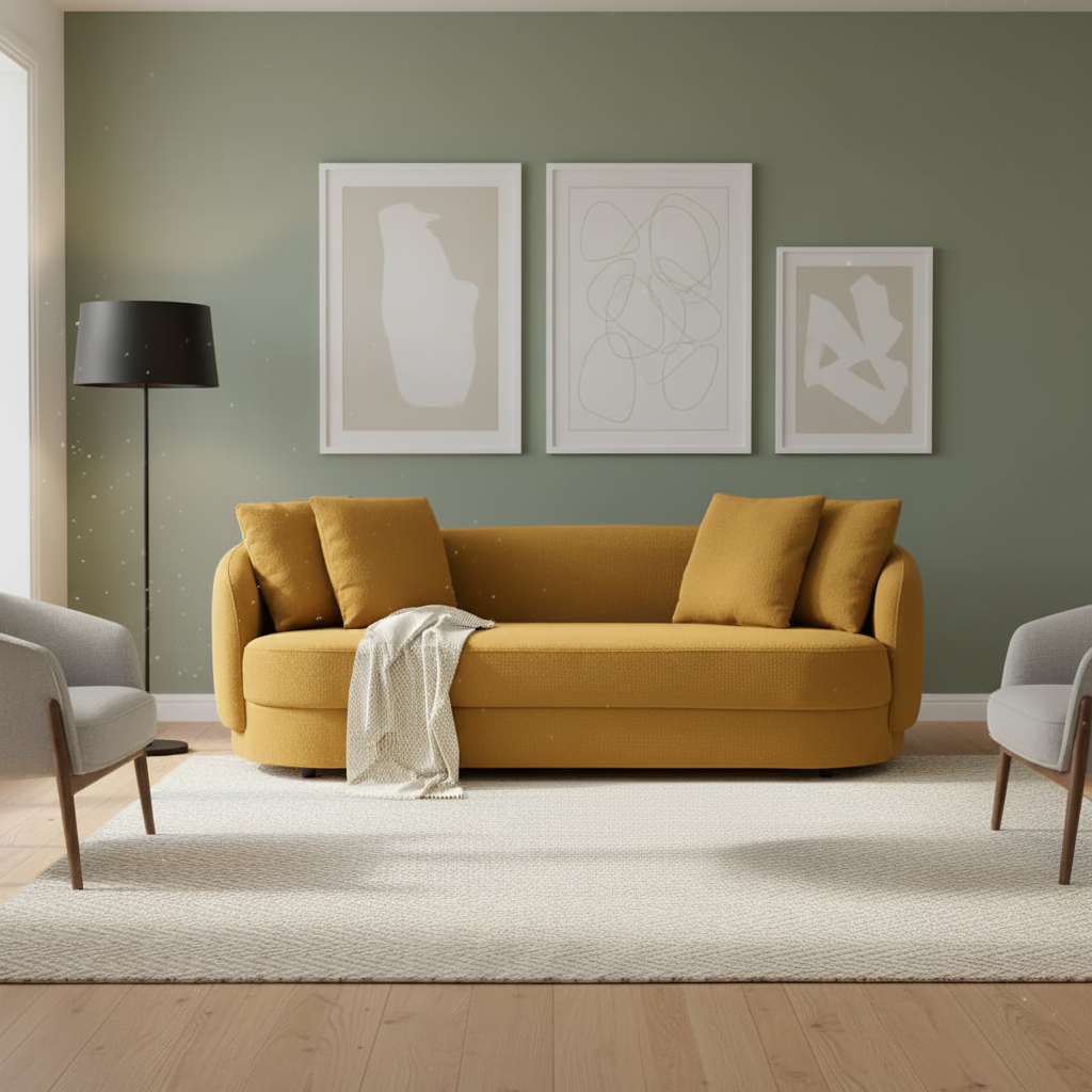 Dylan Modern French Boucle Sofa Yellow