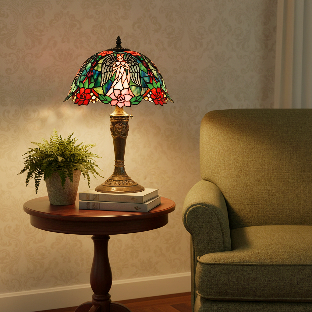 Tiffany-style Angel Table Lamp