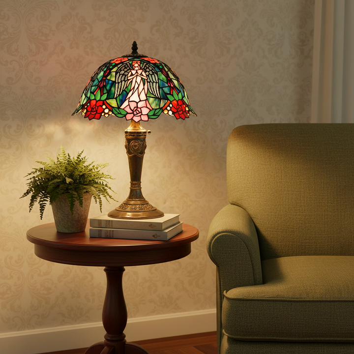 Tiffany-style Angel Table Lamp