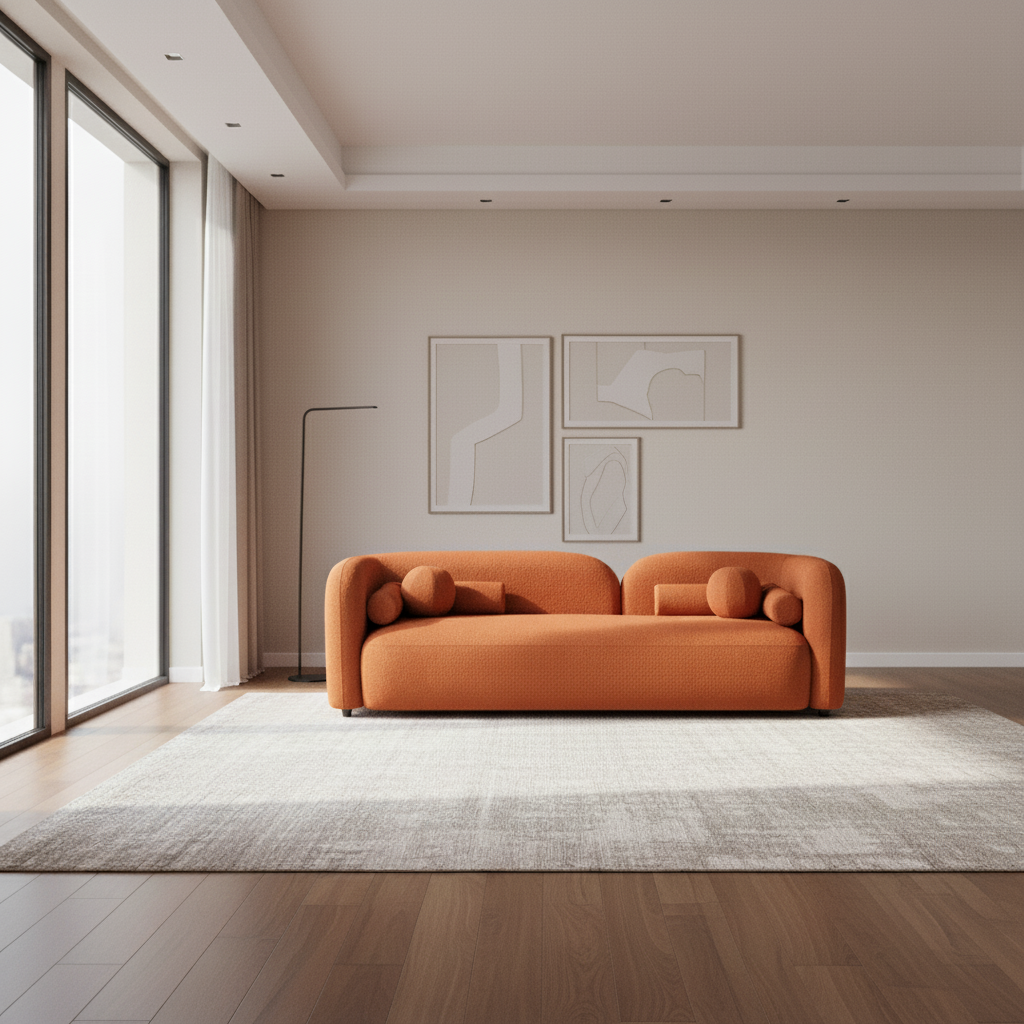 Donna Japandi Style Boucle Sofa Orange