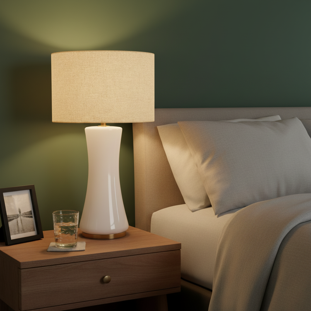 Cascade Glass Lamp Golden Base Off White Glass Table Lamp