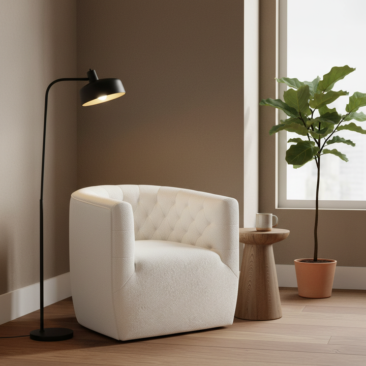 Delaney Cream Boucle Swivel Chair