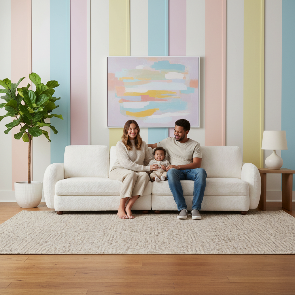 Paton 114.5'' Boucle Fabric Sofa Cream