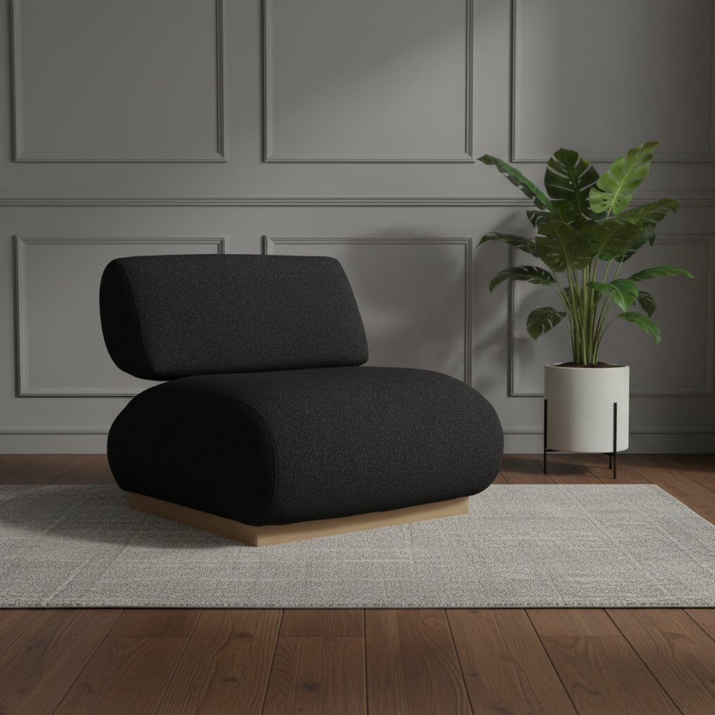 Boucle Black Accent Chair – Modern Sophistication | Designer Seating | Trufairs