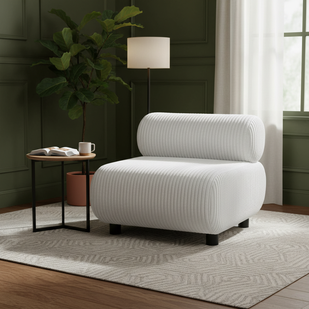 Rahat White Accent Chair – Elegant Comfort & Style | Living Room Furniture | Trufairs