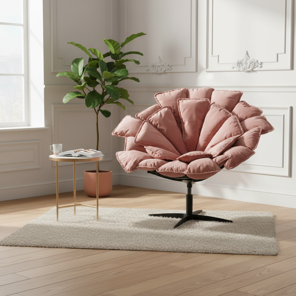 Kipas Accent Chair Pink – Contemporary Swivel Chair with Velvet Upholstery by Zuo Modern | Trufairs