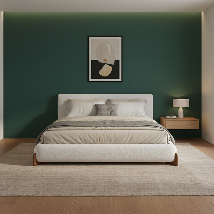 Ivory Upholstered King Bed – Contemporary Comfort Centerpiece | Bedroom Furniture | Trufairs