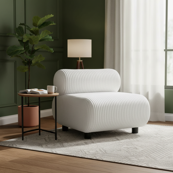 Rahat White Accent Chair – Elegant Comfort & Style | Living Room Furniture | Trufairs