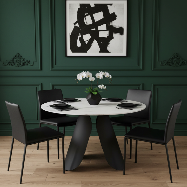 Toru Dining Table White – Modern Round Dining Table with Sintered Stone Top by Zuo Modern | Trufairs