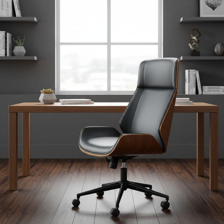 Ergonomic Executive High Back Chair – Plush Black Vinyl Comfort | Office Seating | Trufairs