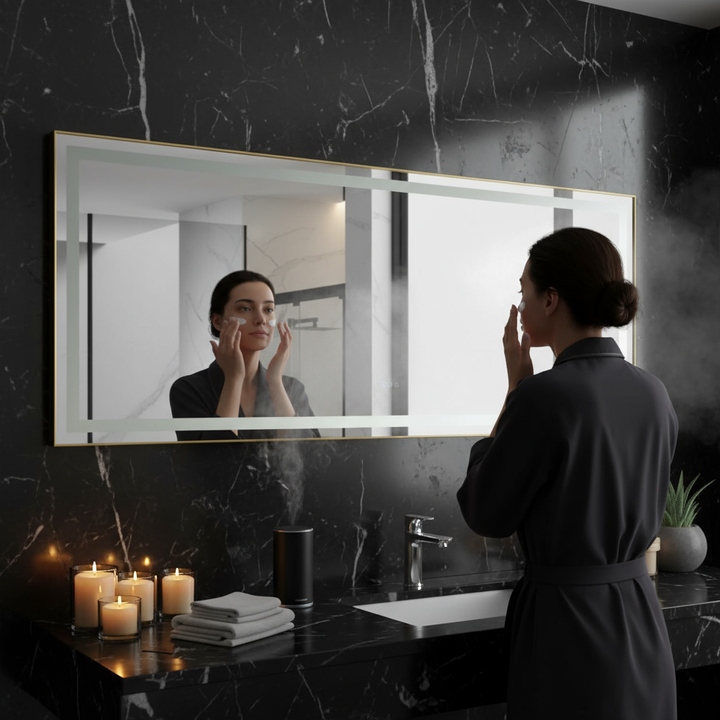 118″ × 36″ LED Vanity Mirror with Aluminum Frame, Anti-Fog & Stepless Dimming | Trufairs