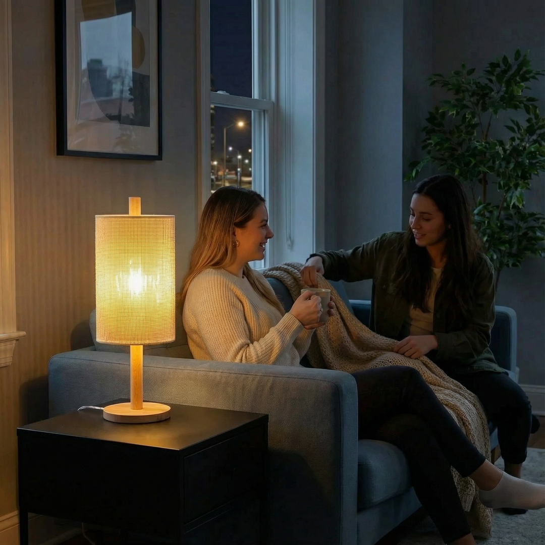 Modern Classic Desk Lamp Villa Living Room Bedroom Study Decorative Original Design European Wood Table Light, Arcana Table Lamp - Oak - Natural 110-120V Paper Rattan Weave Material