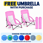 Folding Beach Chairs 2-Pack – Mesh Back with Cup Holders