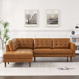 Lucco Genuine Leather Sectional In Cognac Tan Left Facing