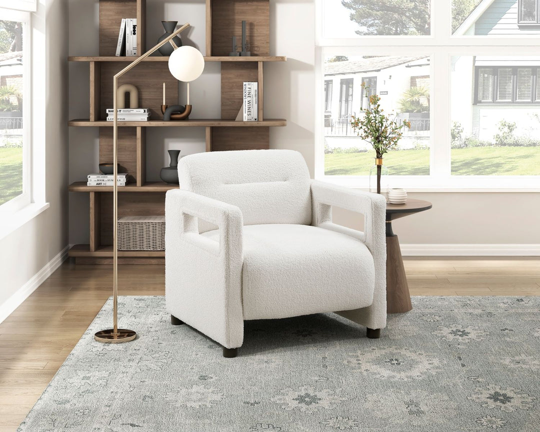 Luxury Beige Boucle Accent Chair