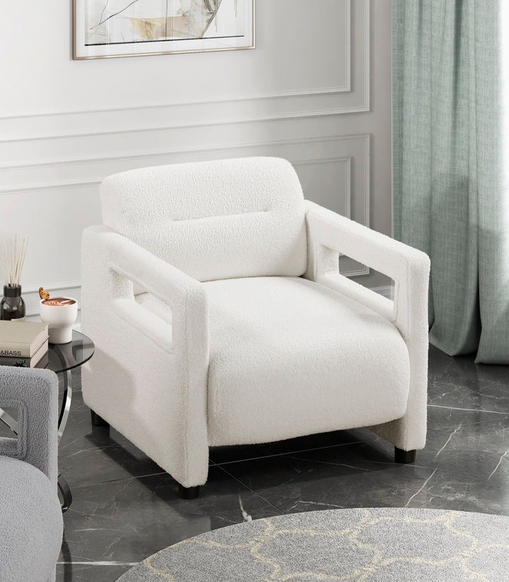 Luxury Beige Boucle Accent Chair