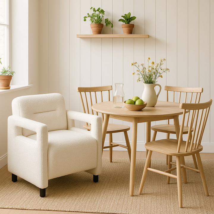 Luxury Beige Boucle Accent Chair