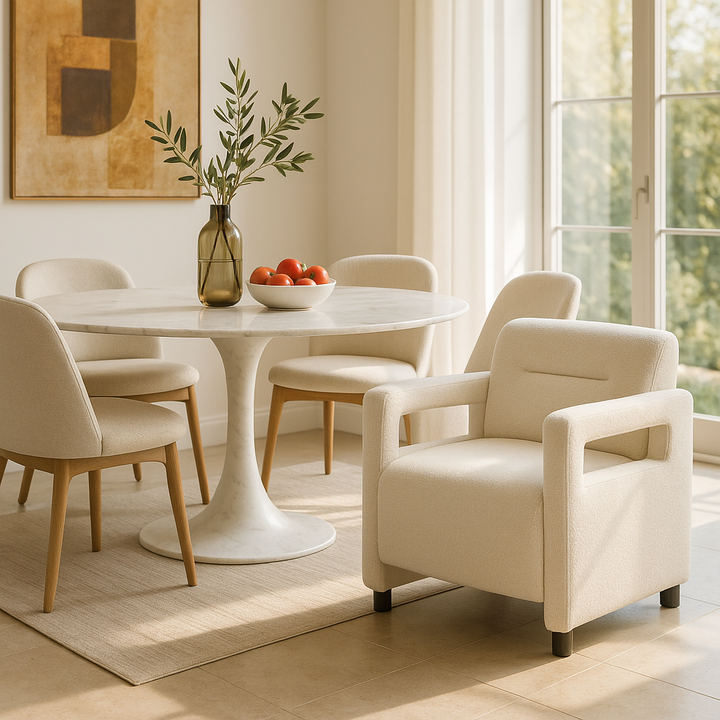 Luxury Beige Boucle Accent Chair