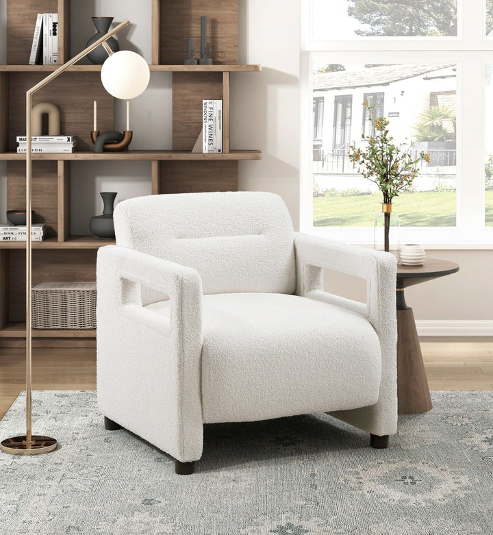 Luxury Beige Boucle Accent Chair