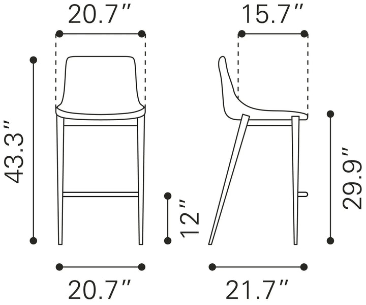 Magnus Barstool Dark Gray & Black