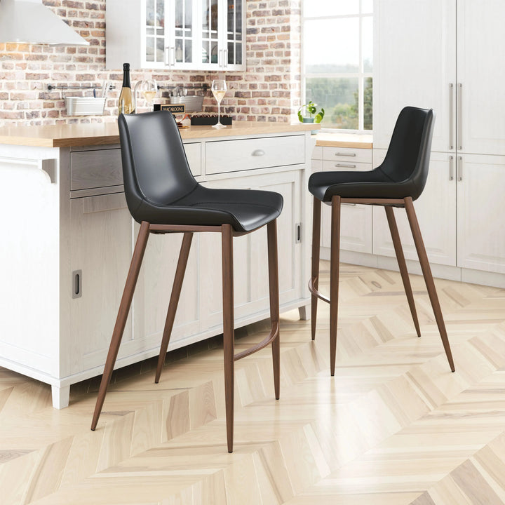 Magnus Barstool (Set of 2) Black & Walnut