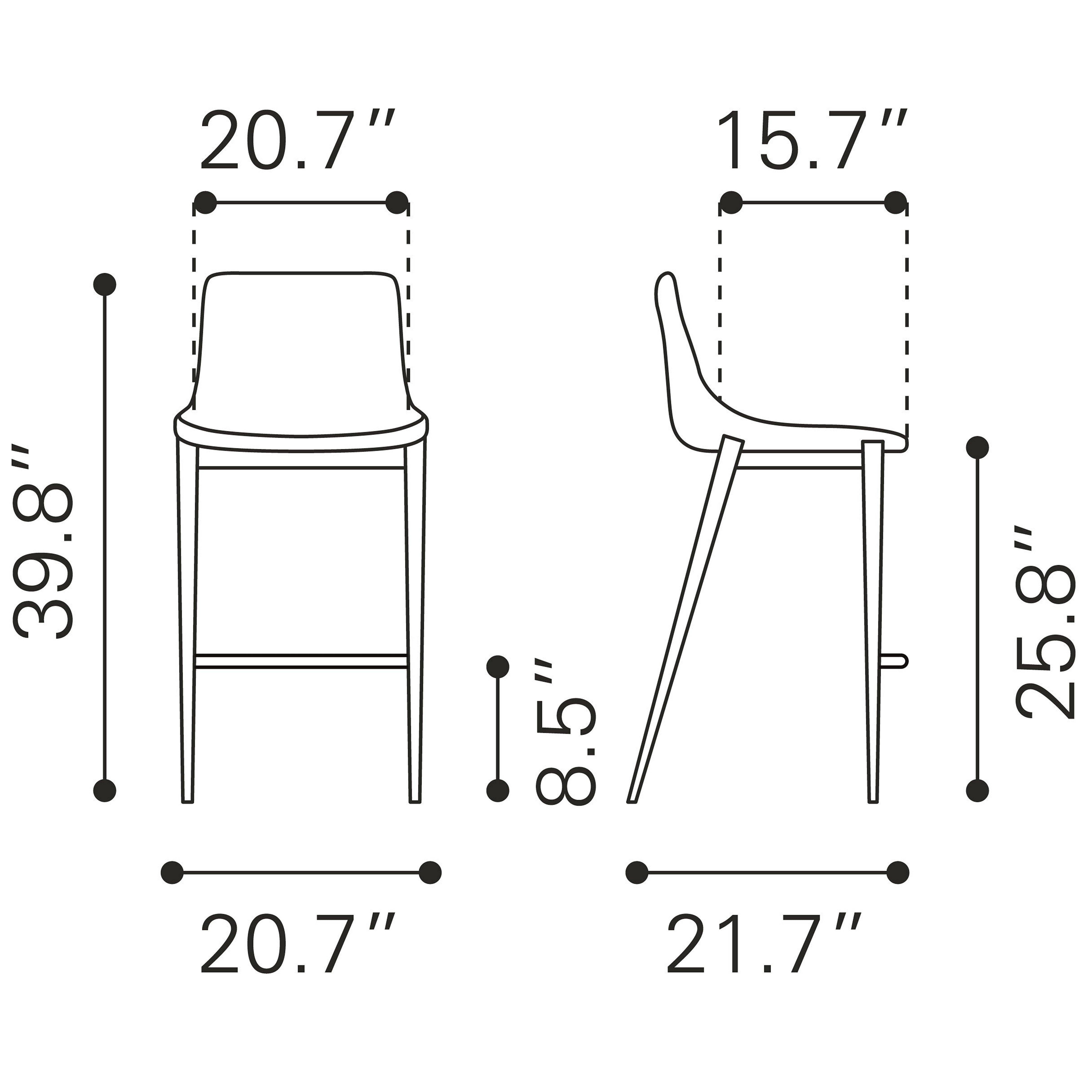 Magnus Counter Stool  Brown & Silver