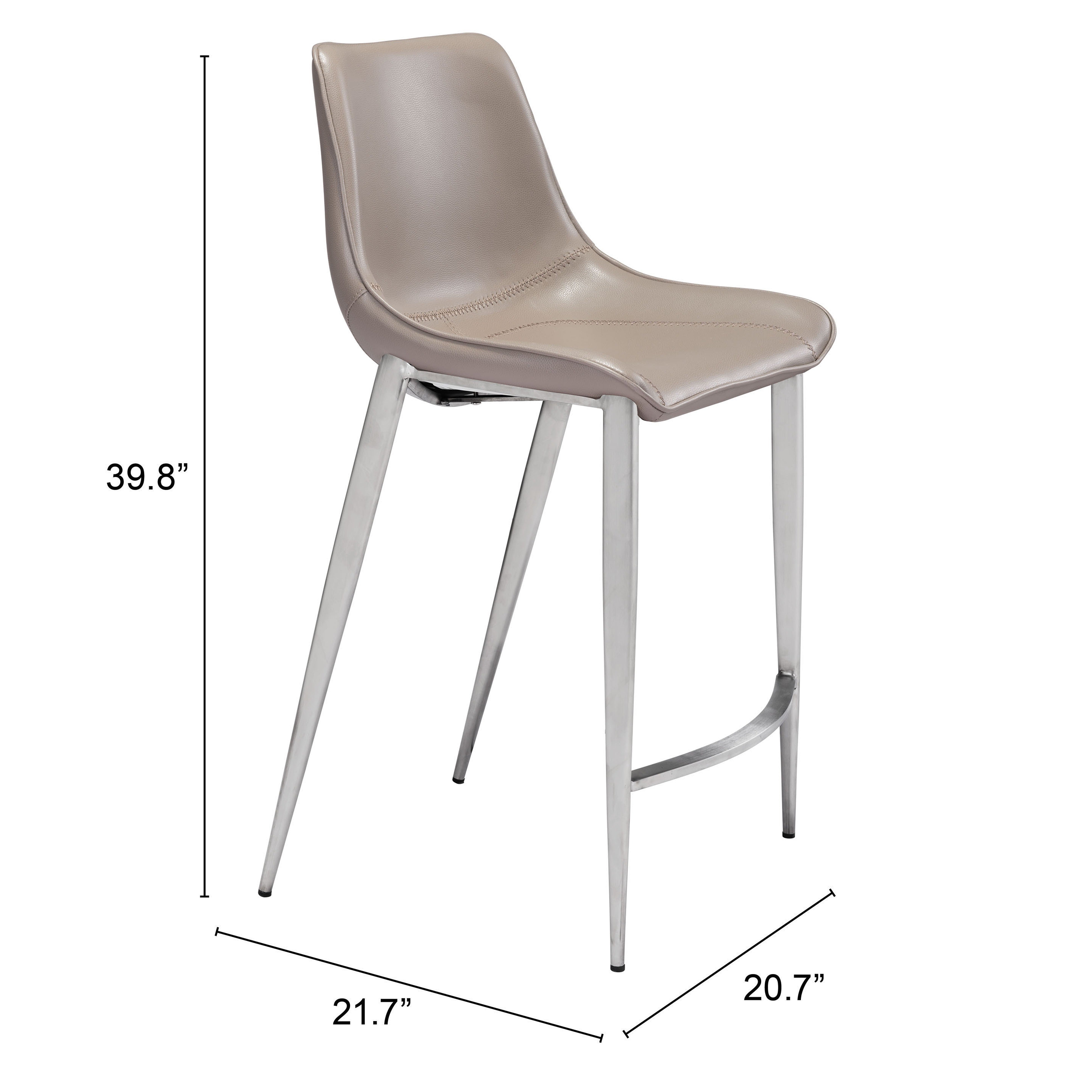 Magnus Counter Stool  Brown & Silver