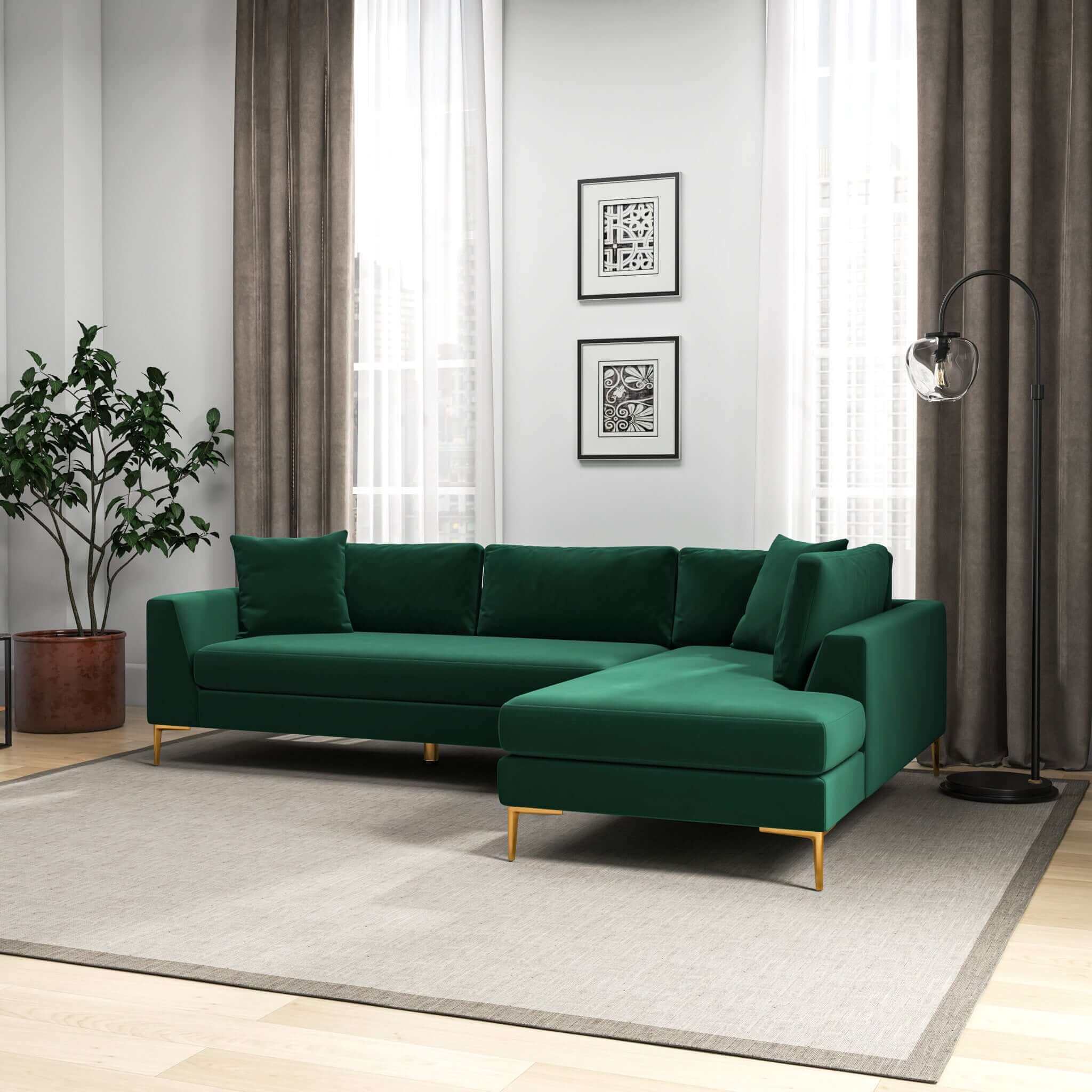 Mano L-Shaped Velvet Sectional Sofa