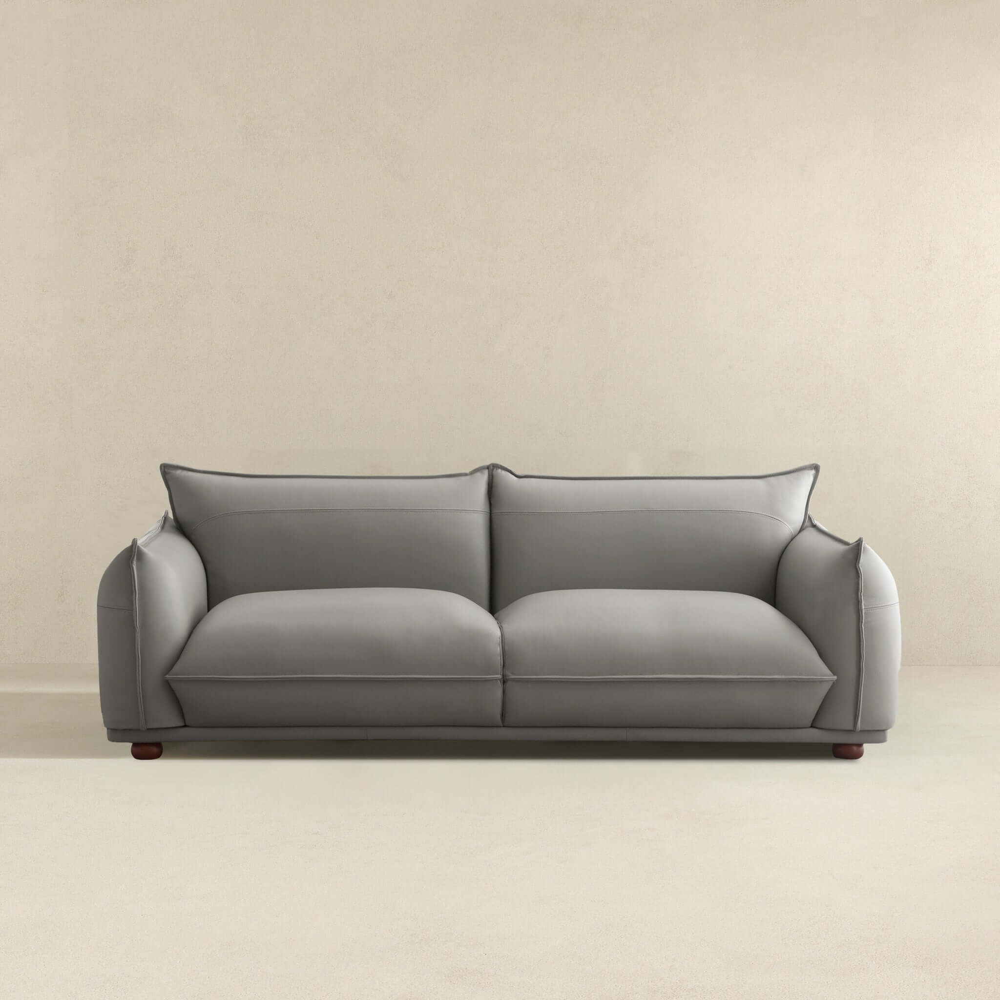 Emma Mid Century Modern Luxury Grey Leather Sofa