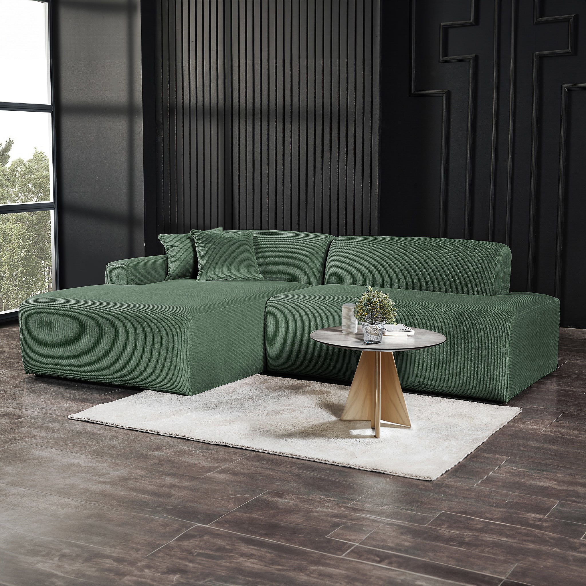 Mar Sectional Green Velvet Sofa