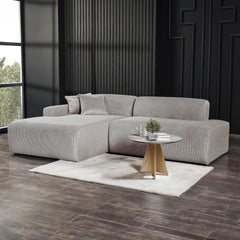 Mar Sectional Grey Velvet Sofa Left Facing