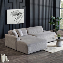 Mar Sectional Grey Velvet Sofa Left Facing