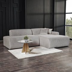 Mar Sectional Grey Velvet Sofa Right Facing