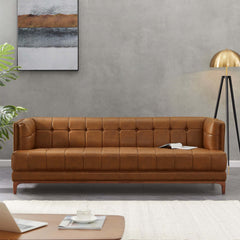 Mara Tufted Cognac Leather Sofa