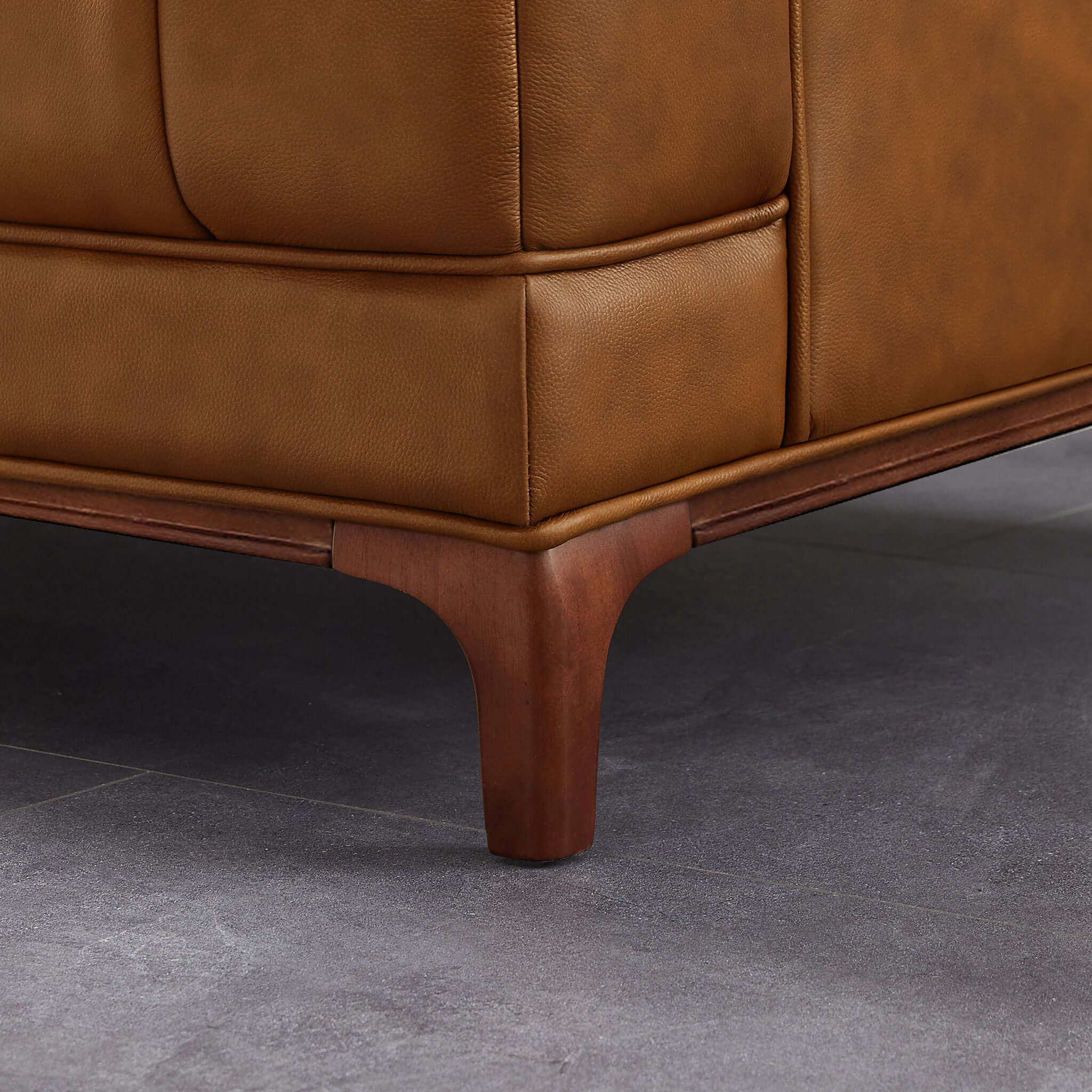 Mara Tufted Cognac Leather Sofa