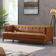 Mara Tufted Cognac Leather Sofa