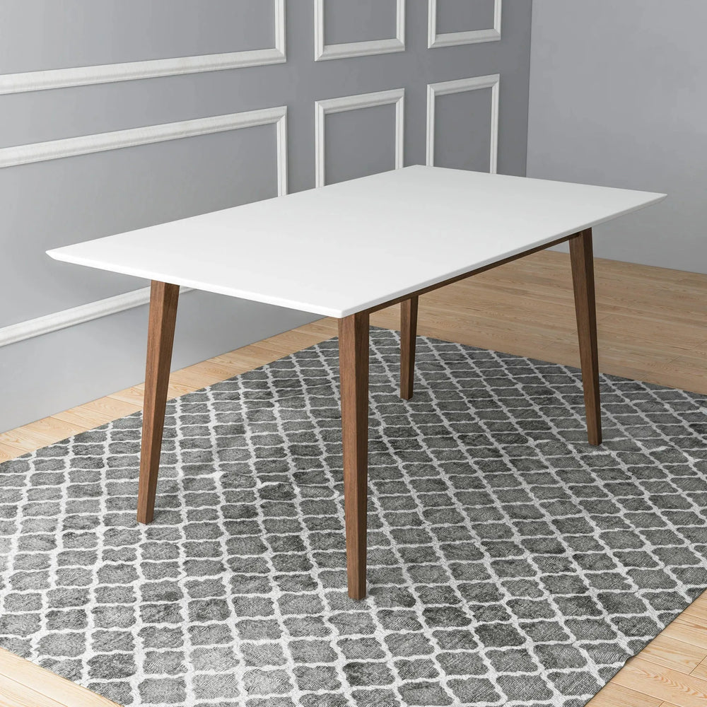 Mary Modern Style Solid Wood Rectangular Dining Kitchen Table 63" White