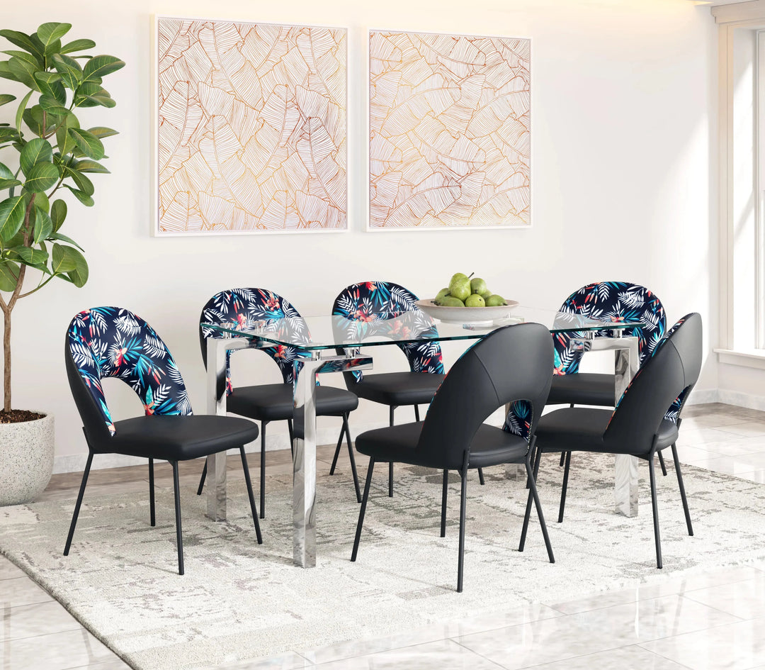 Merion Dining Chair Multicolor Print & Black