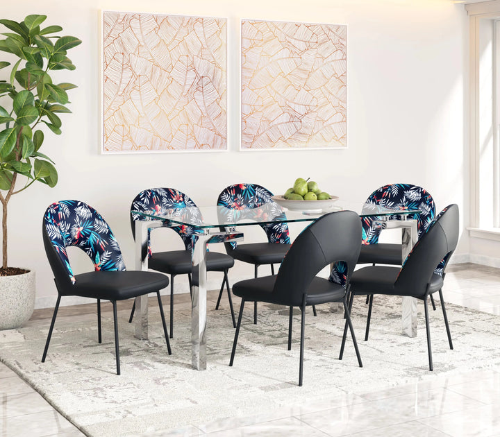 Merion Dining Chair Multicolor Print & Black