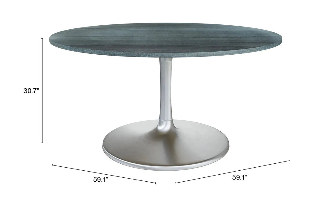 Metropolis Dining Table 60 Inch Gray & Silver