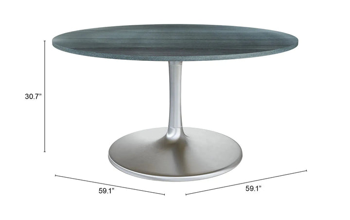 Metropolis Dining Table 60 Inch Gray & Silver