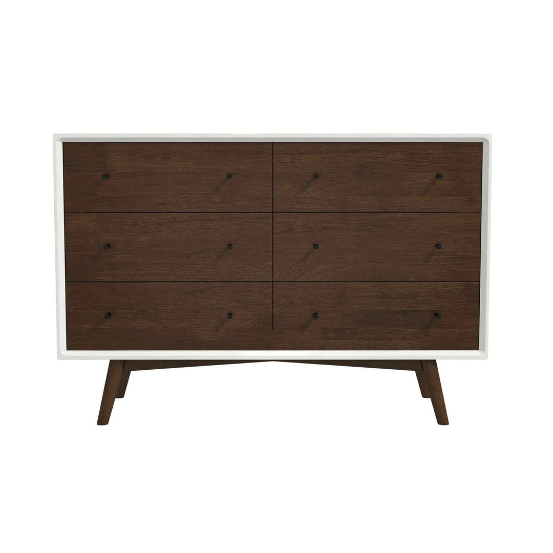Mid Century Modern White Dresser 6 Drawer