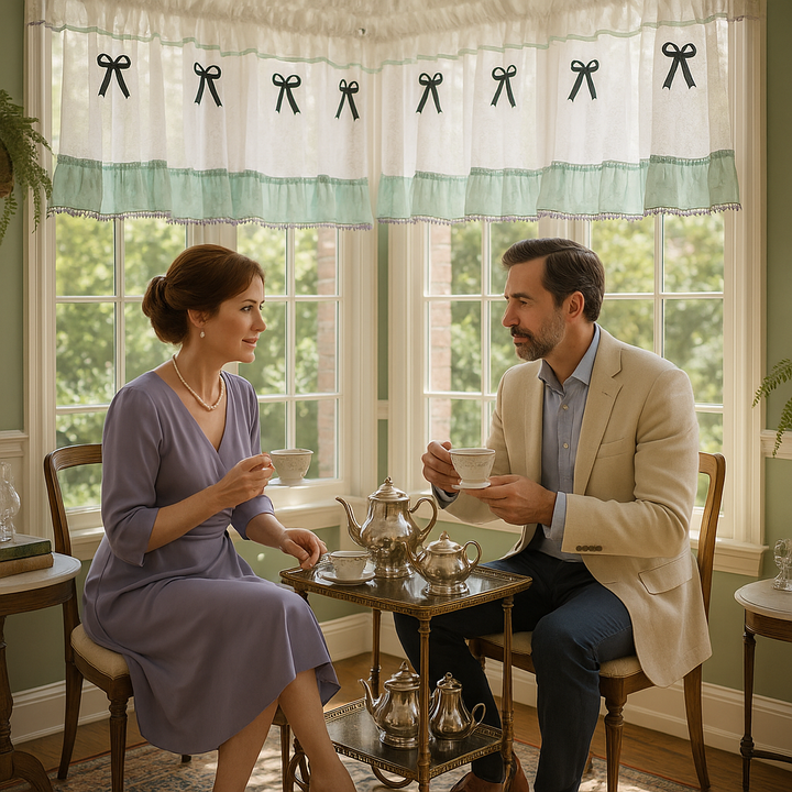 Mint Bowknot Café Valance