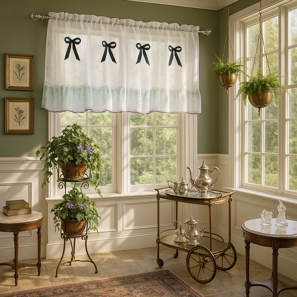 Mint Bowknot Café Valance