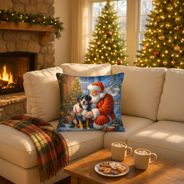 Exclusive Greater Swiss Mountain Dog and Santa Claus Holiday Throw Pillow - Premium 18" x 18" Festive Collection