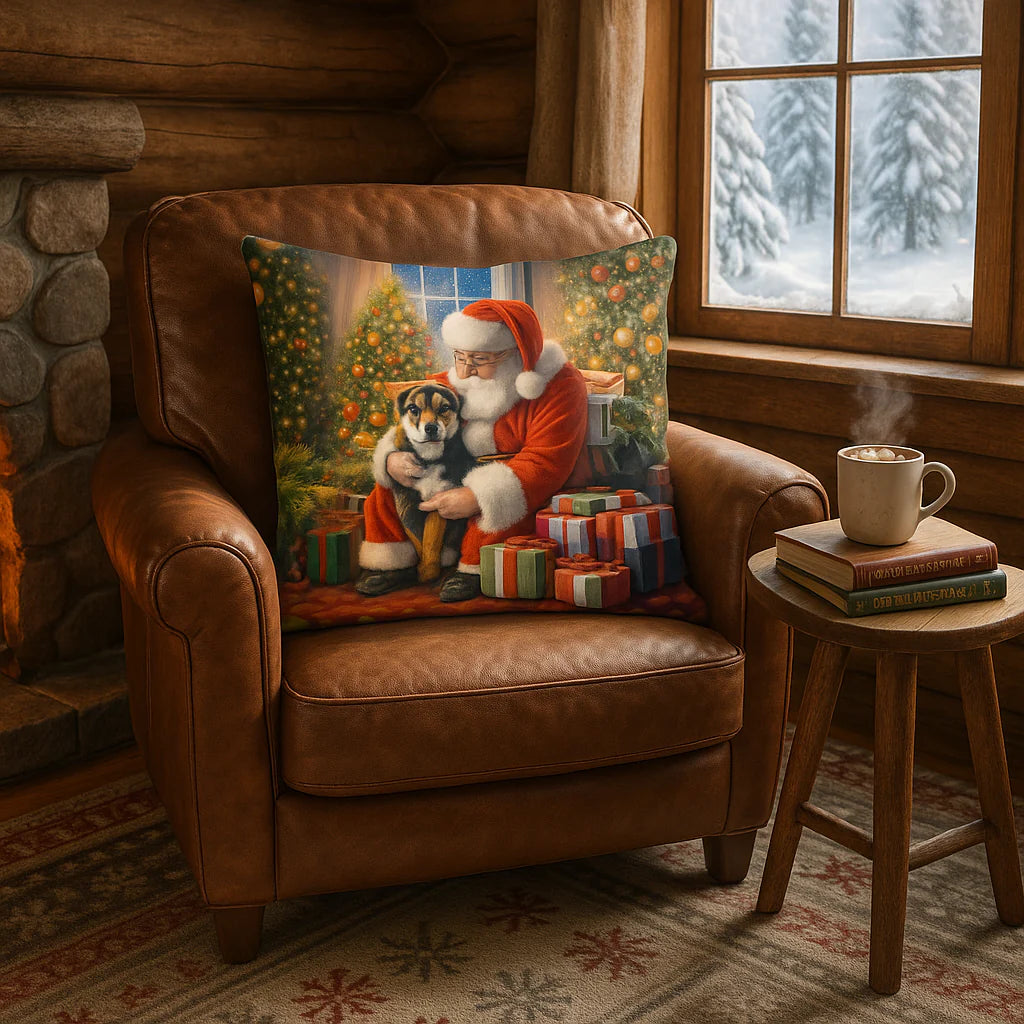 Exclusive Greater Swiss Mountain Dog and Santa Claus Holiday Throw Pillow - Premium 18" x 18" Festive Collection