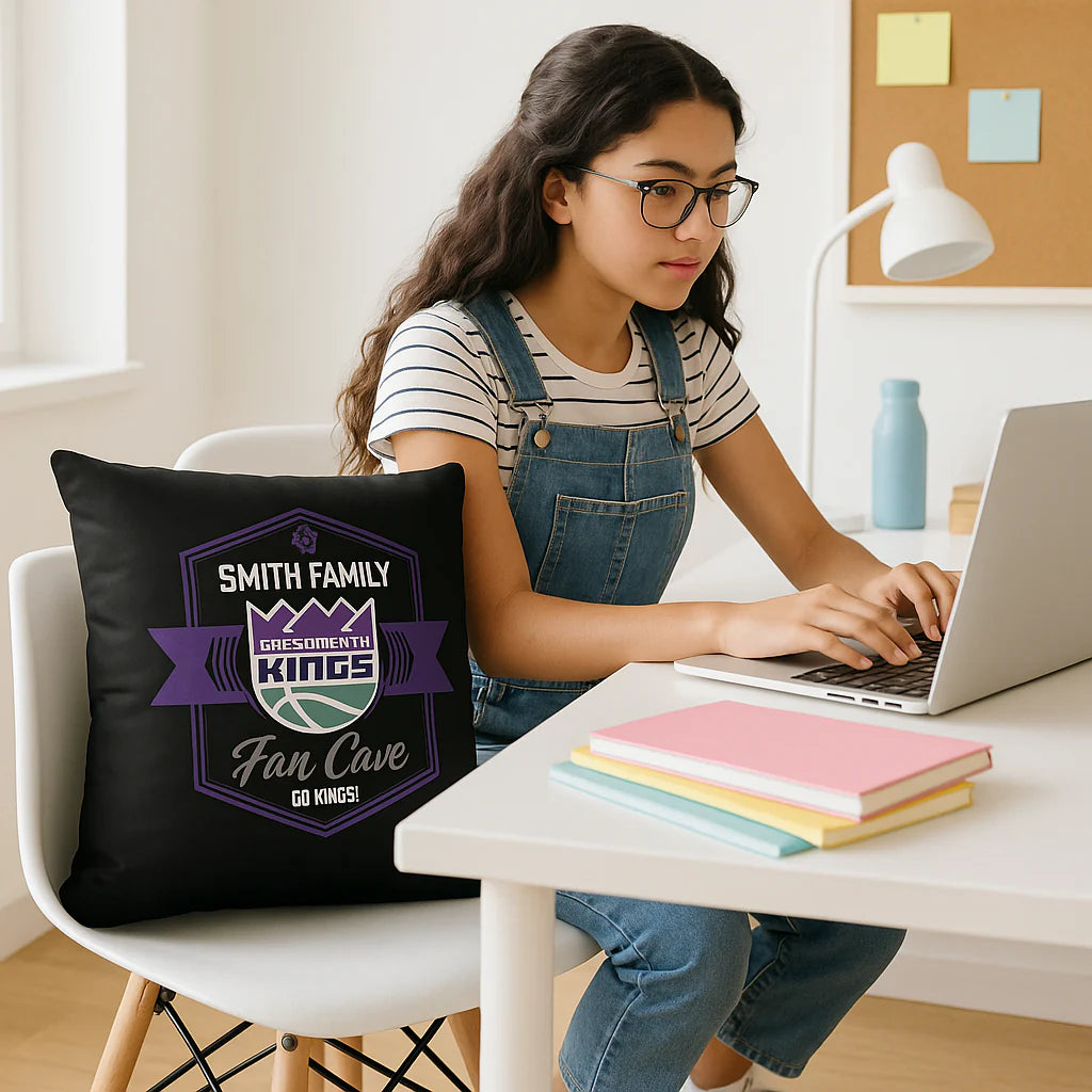Premium and stylish  18" x 18" NBA Sacramento Kings Dominion Personalized Throw Pillow